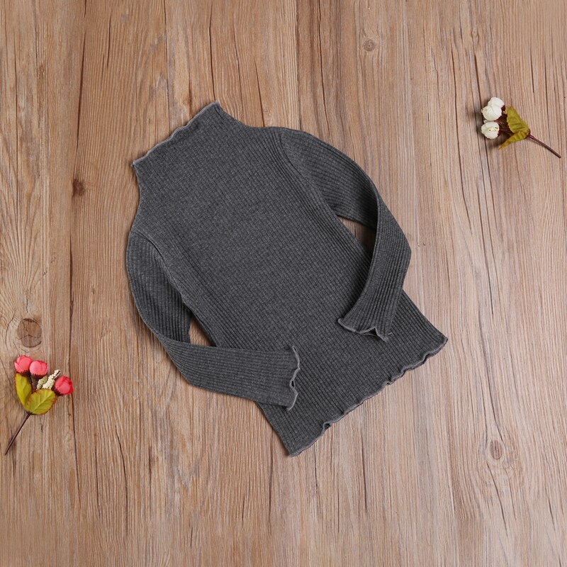 Wallarenear 1-6 jaar peuter babymeisje kindertopjes effen kleur opstaande kraag lange mouwen trui blouse voor lente herfstkleding