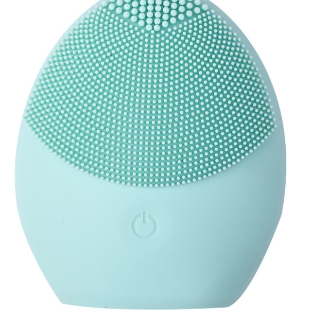 2020 nuova spazzola per la pulizia del viso in silicone mini massaggio elettrico strumento per la pulizia del viso impermeabile spazzola per la pulizia dei pori del viso profondo morbido: lago verde