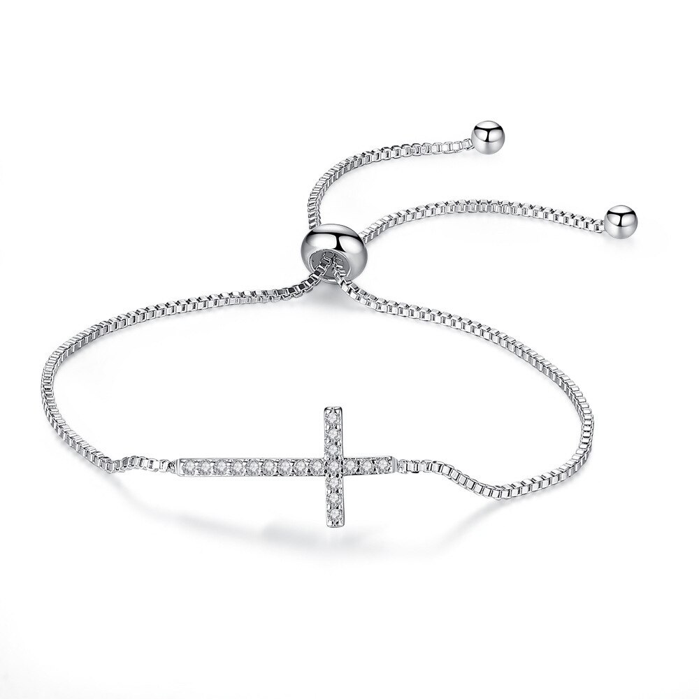 brazalete de Plata de Ley 925 Cruz de lujo para mujeres de joyería moonso S5456