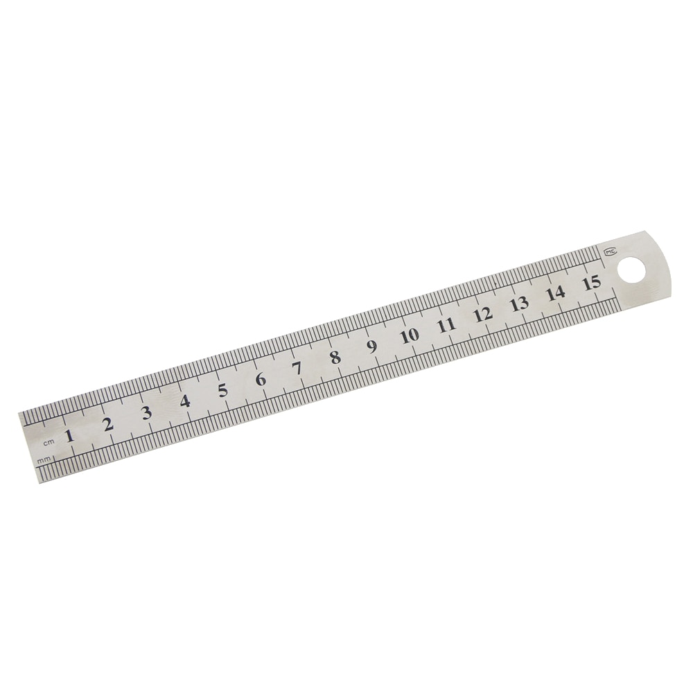 Regla recta de Metal de acero inoxidable para costura de pie de costura de 15cm, herramienta de regla de precisión, regla de doble cara
