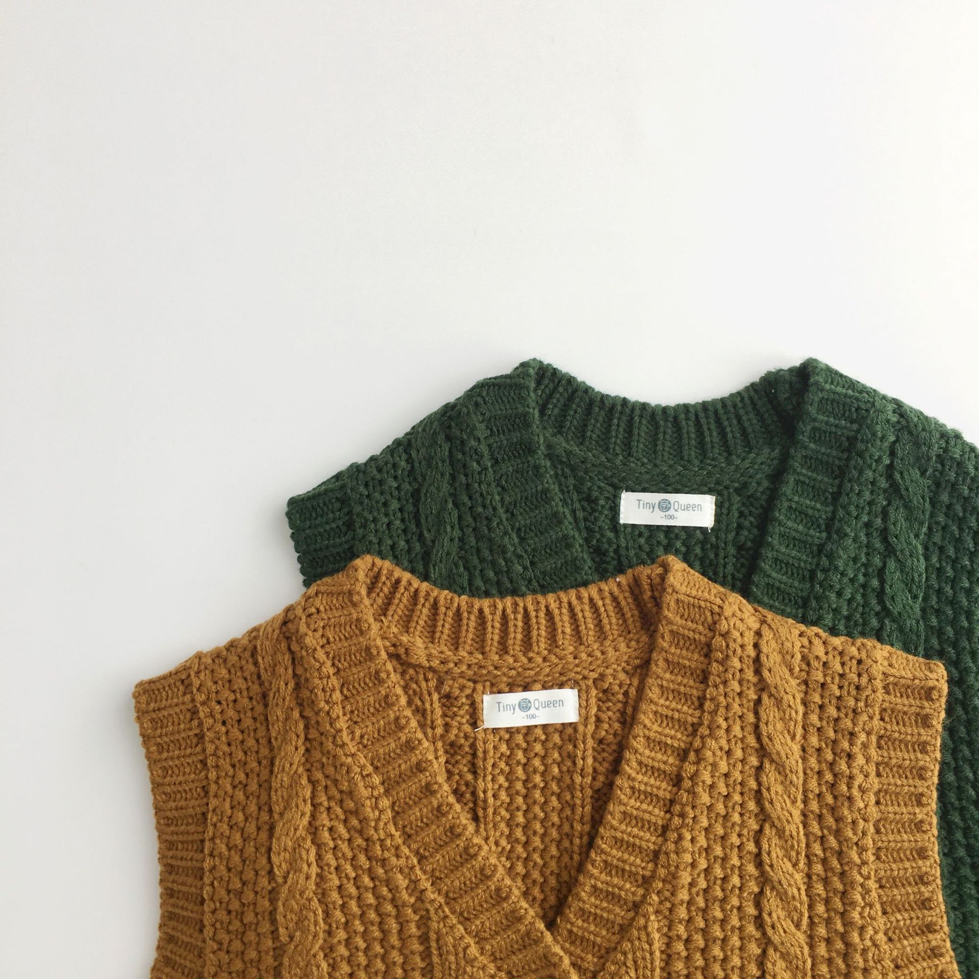 Chalecos tejidos para niños pequeños, Rebeca sin mangas de cuello de pico de estilo coreano, abrigos de Color sólido, otoño e invierno, novedad