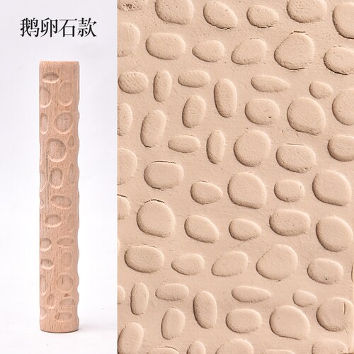 Large Wooden Texture Mud Rolling Mud Board Printing Embossing Stick Wood Grain Rolling Mud Pin Clay Sculpture Modeling Tools: cobblestone