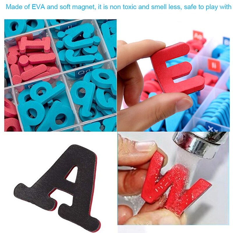 Kit di lettere dell&#39;alfabeto magnetico da 216 pezzi con lavagna magnetica ABC maiuscola e minuscola per strumento di apprendimento ortesi per bambini