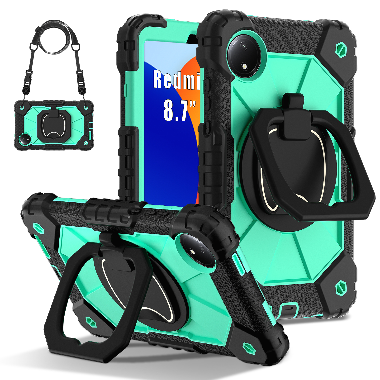 Funda para xiaomi pad 7 pro 11,2 "SE 8,7" redmi pro poco pad 12,1 "tableta segura a prueba de golpes funda con soporte de silicona para PC + correas para los hombros: 1 / Gris