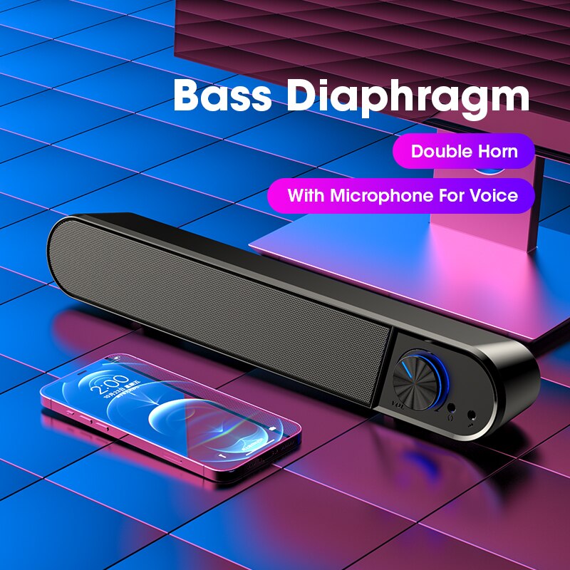 Computer Speaker Bar Bluetooth Speakers Mic Microphone Wireless Stereo Surround Subwoofer Wired For Laptop PC TV Aux Speaker