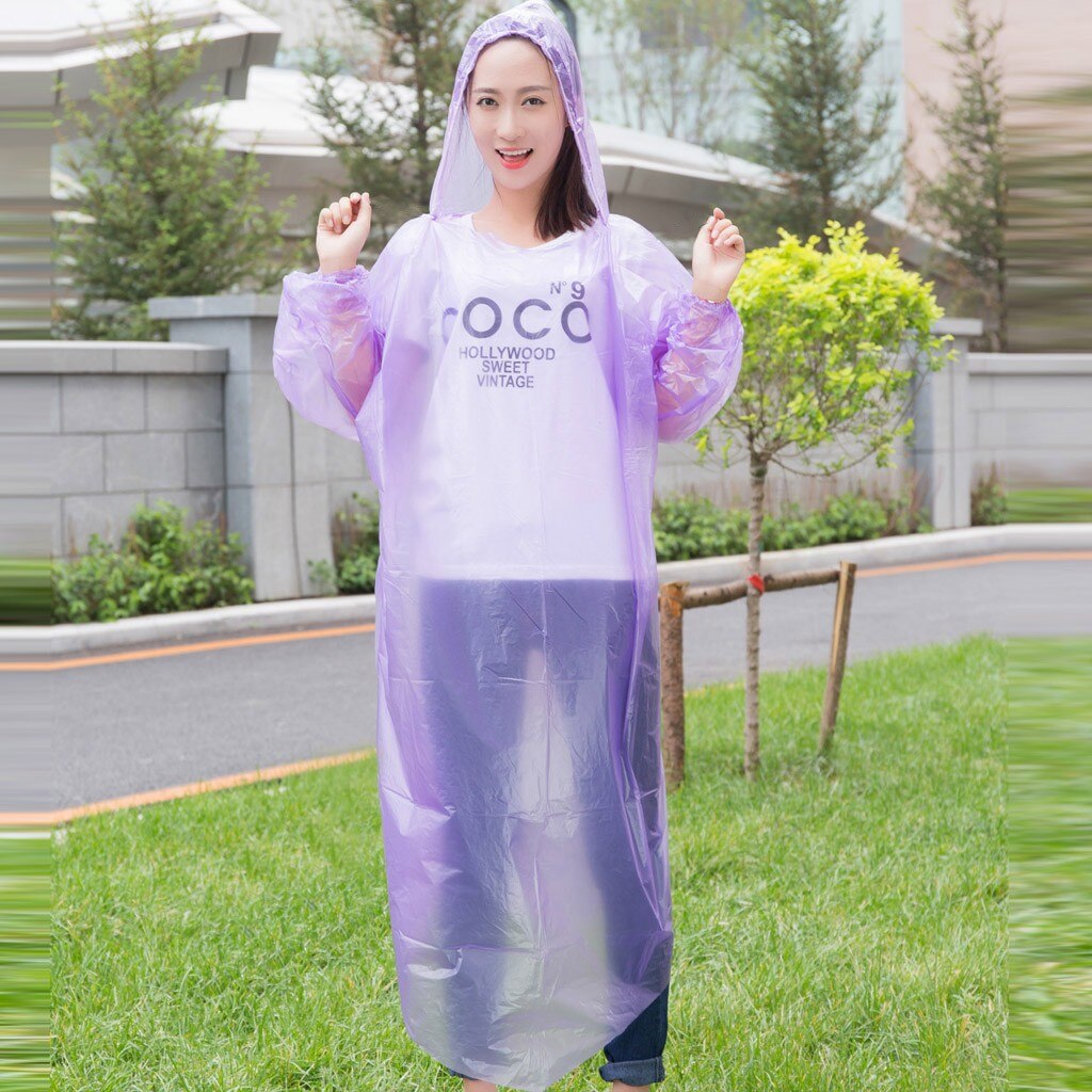 1Pcs Wegwerp Adult Emergency Waterdichte Regenjas Poncho Wandelen Camping Hood Outdoor Waterdichte Anti-Nat Lange Regenkleding Regen