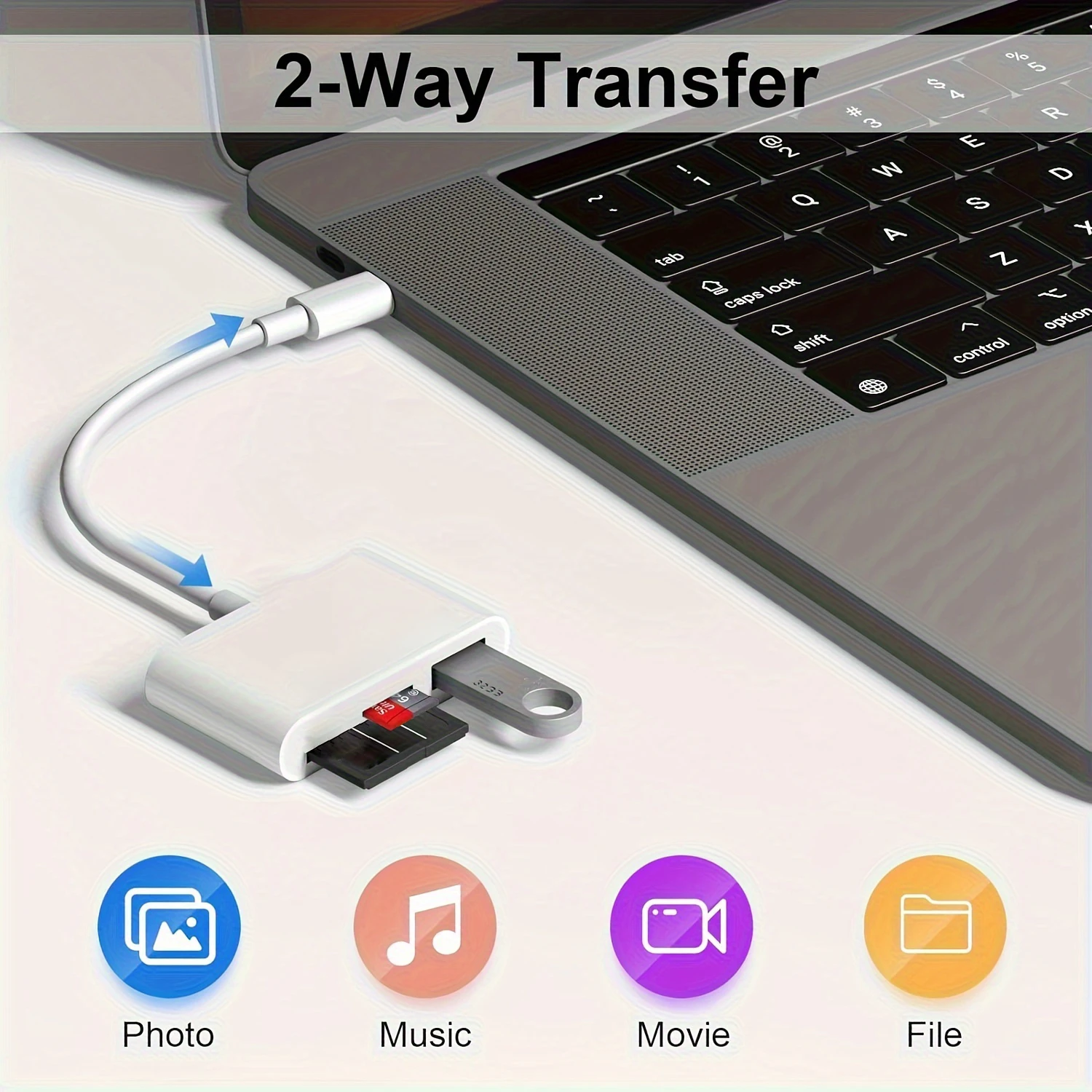Adapter 3 w 1 typu C, Tf, Cf, Sd, czytnik kart pamięci kompatybilny z iPhone iPad Mac MacBook Laptop Android, PC i Acc