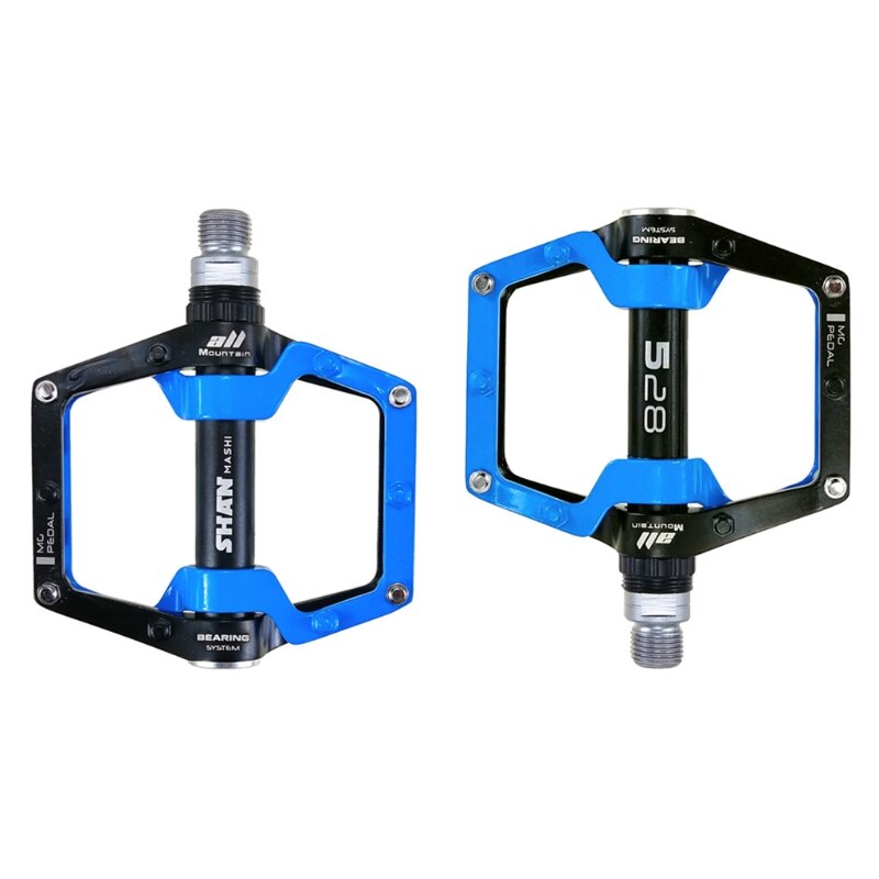 1 Paar Straße Mountainbike Ultraleicht Anti-Unterhose Flache Pedale Plattform Aluminium Legierung CNC Lagerbier Pedal für MTB Fahrrad: Blau