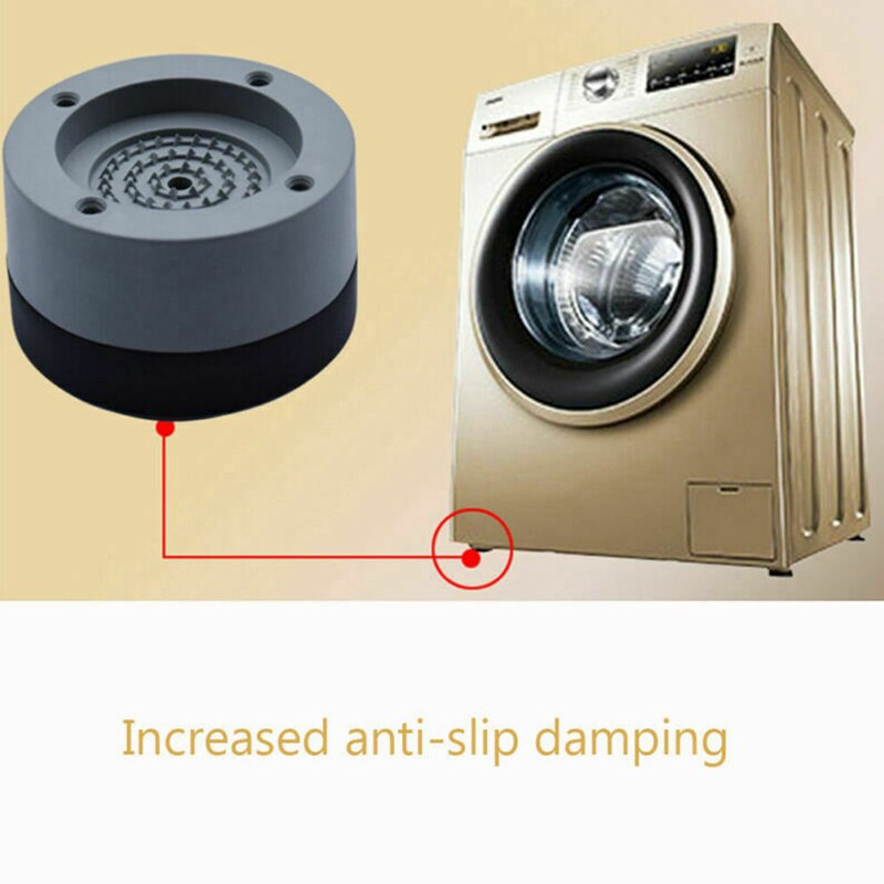 4 st vibrationsdämpande fötterkuddar tvättmaskin gummimatta antivibrationsplatta torktumlare universal fast halkskydd