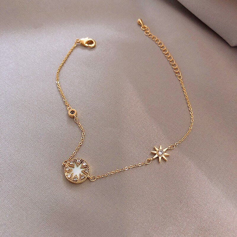 Klassieke Mode Zirconia Gouden Ketting Armband Vrouw Korea Lucky Manchet Armband Partij Sieraden Verjaardag Cadeau Voor Meisjes