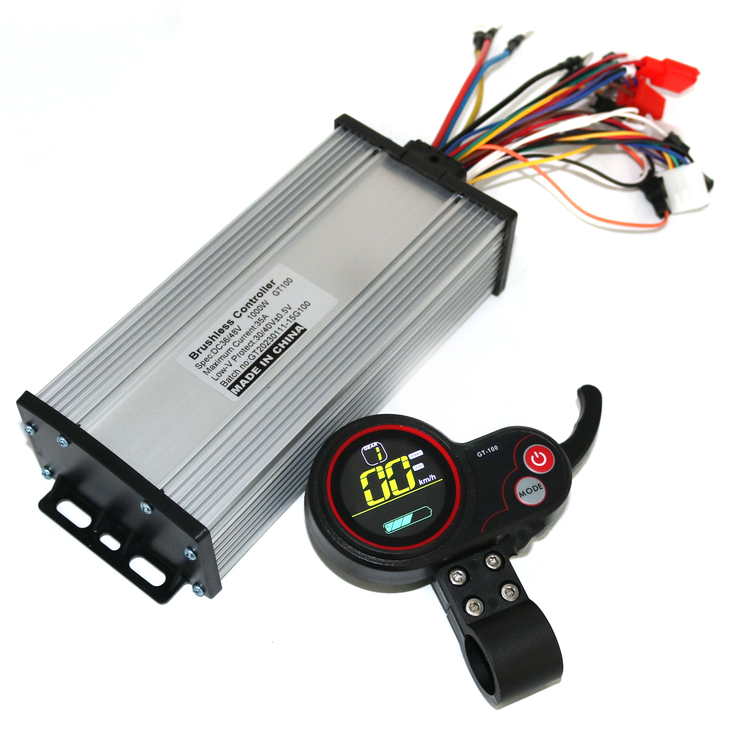 GREENTIME 36V/48V/52V/60V 800W 1000W 35A bezszczotkowy kontroler sterownik silnika DC Ebike + wyświetlacz GT-100 jeden zestaw: Jasno szary