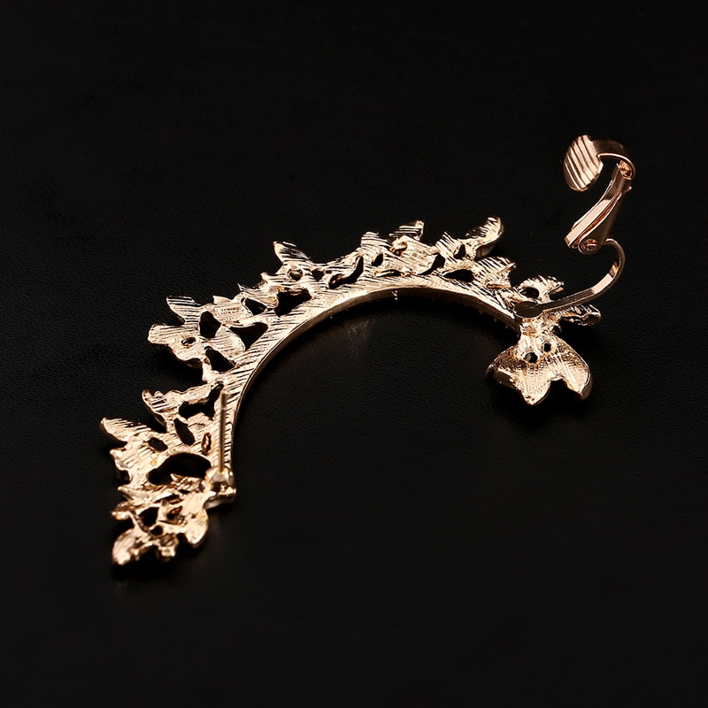 Oorbellen Verkoop Leaf Ear Manchet Gebogen Strass Zinklegering Earcuffs Unieke Sieraden Accessoires Meisje Clip Oorbel