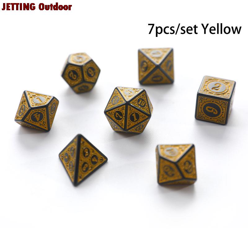 7 pz/set poliedrico 7-Die intagliato modello dadi Set D4 D6 D8 D10 D % D12 D20 per RPG DND forniture di gioco: yellow