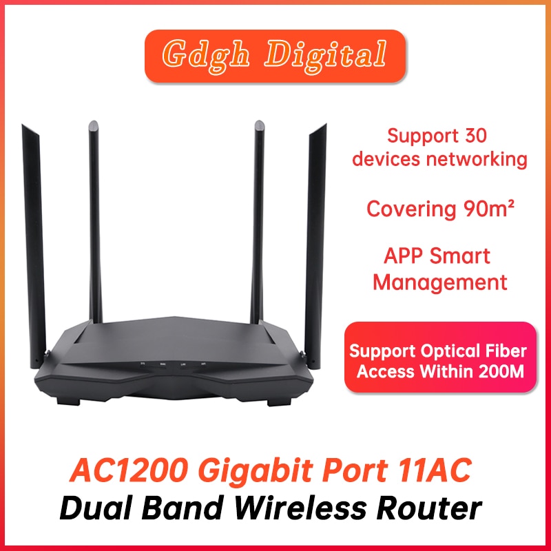 AC10 AC1200 Wireless WiFi Router 2.4Ghz/5.0Ghz Dual Band Home Coverage Gigabit Wifi Repeater Easy Setup with Multilingual