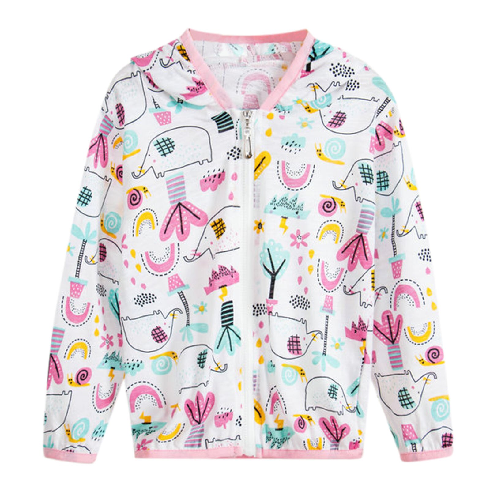 Zomer Stijl Peuter Kids Jongens Meisjes Cartoon Zonnebrandcrème Jassen Hooded Jassen Rits Jassen Vogue Zon Kleding: C / 110