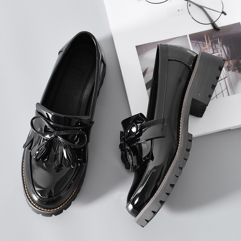Plus size 41 42 oxford sko til kvinder laksko dame sløjfe slip on dame flat kvaster dame læder sko