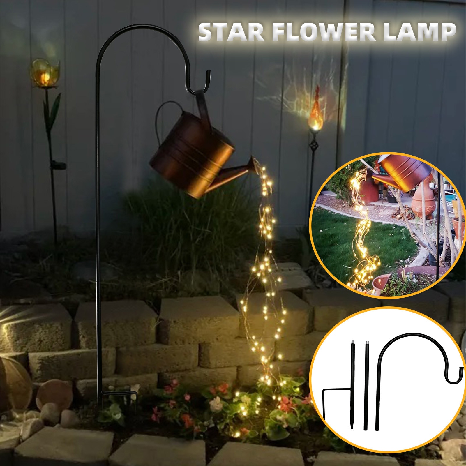 Led Star Douche Lamp Tuin Art Licht Gieter Lichten Solar Waterval Lights Outdoor Garden Decor Yard Romantische Sfeer