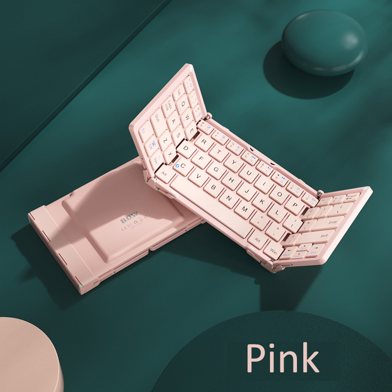 Bluetooth Wireless Tastatur Folding für iPhone iPad Tablet Laptop Macbook PC Kompatibel mit IOS Android Windows Universal INS: HB066 Pink