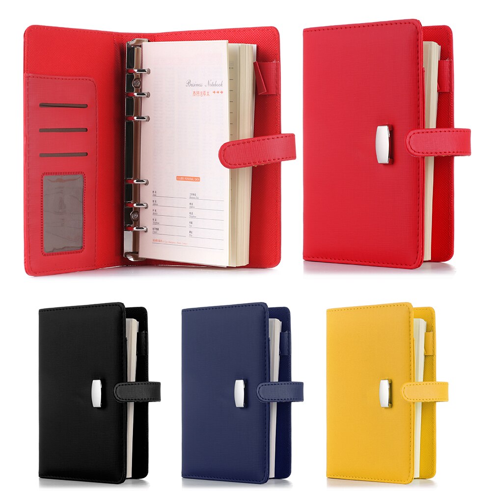 Carpeta de Anillas A6 A7 de PU con Clip, cuaderno de hojas sueltas de cuero, cubierta, Agenda, planificador, organizador, escuela, oficina, papelería