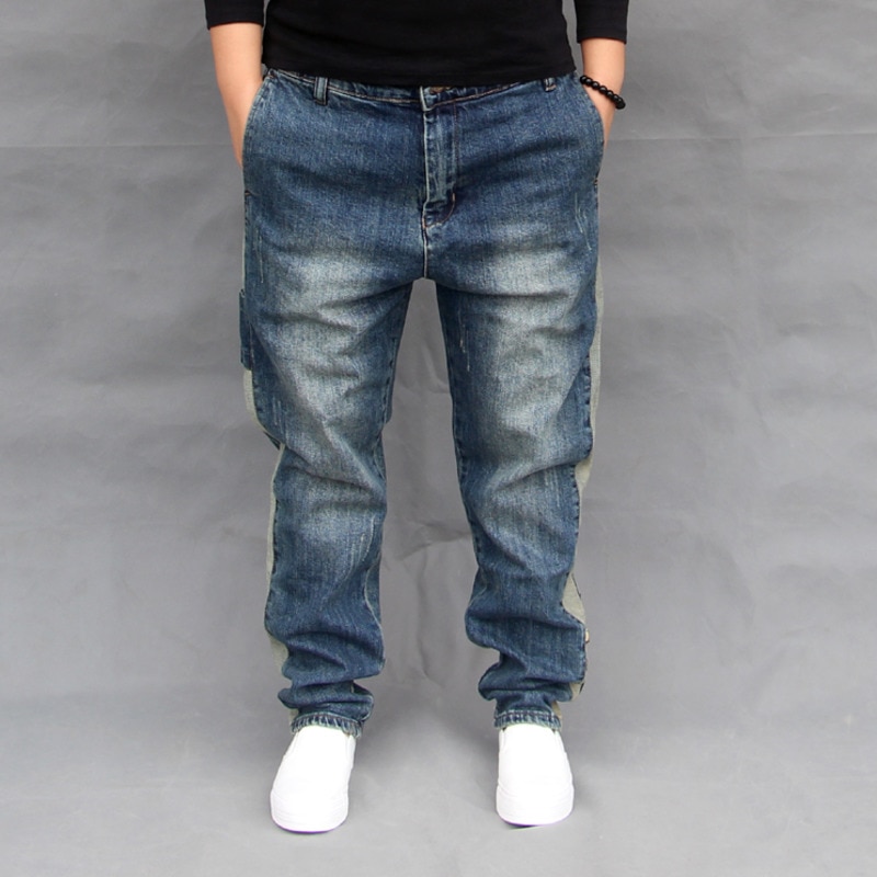 Trendy plus size 42 herre baggy skateboard denim bukser mandlige streetwear dans harem jean bukser store skridt joggers fsh 18