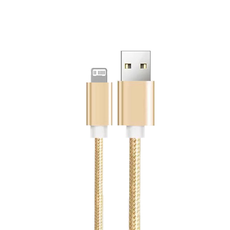20cm 1m 2m 3m USB Nylon Trança Cabo Carregador de Sincronização de Dados Para Apple iPhone 13 12 11 XS Max XR 5S SE 6 6S 7 8 Plus iPad 4 Mini 2 Air: Ouro / 3 metros