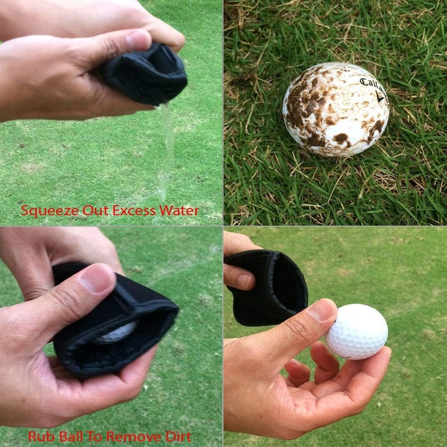 Nowy projekt piłka golfowa odkurzacz torba typu worek z klipsem Pu skóra czyszczenia kieszeni podkładka czarny granatowy