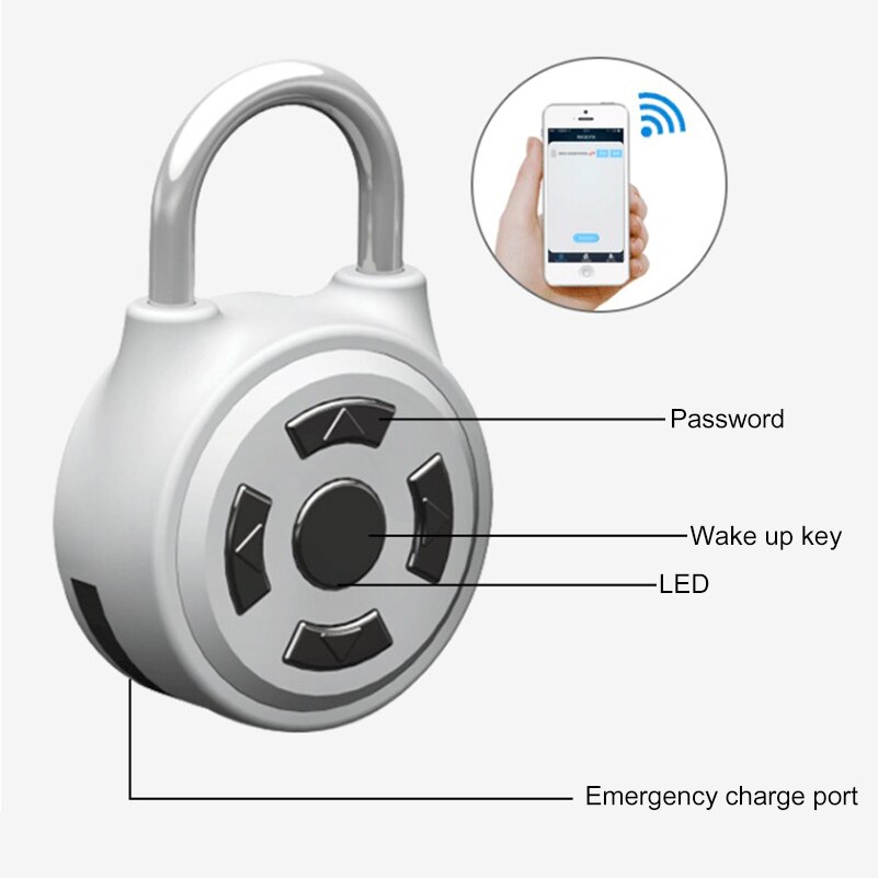 Smarta nyckellösa elektriska dörrlås lösenord bluetooth hänglås mobiltelefon app stöldskydd lådskåp bluetooth lås