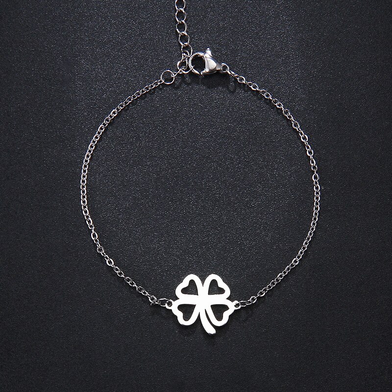 CACANA Stainless Steel Bracelet For Women Man Hollow Clover Gold And Silver Color Pulseira Feminina Lover's Engagement Jewelry