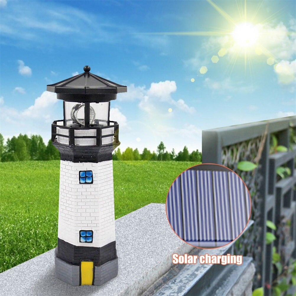 LED Rotating Lighthouse Light Landscape Light Waterproof Outdoor Solar Light Decorative Lamp Ornament For Garden Yard Solar Lamp