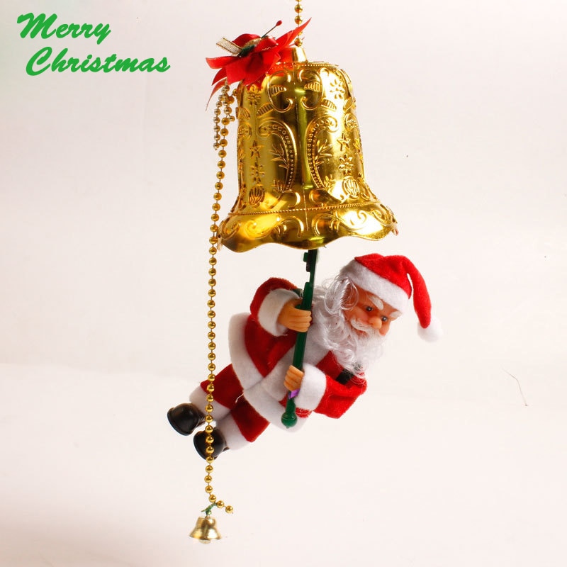 Kerstman Jingle Bells Xmas decoratie oldman klimmen op de bells elektrische jingle bells hangend deco