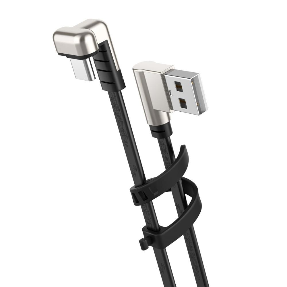 USB C Cable 180 Degree Pattern Type C Charge Cable Mobile Phone Data Cable: Black / 1.8m