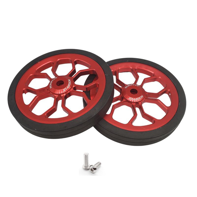 Aceoffix-rueda de empuje de gran tamaño para bicicleta, rueda fácil de 80mm para Brompton, 1 par: red