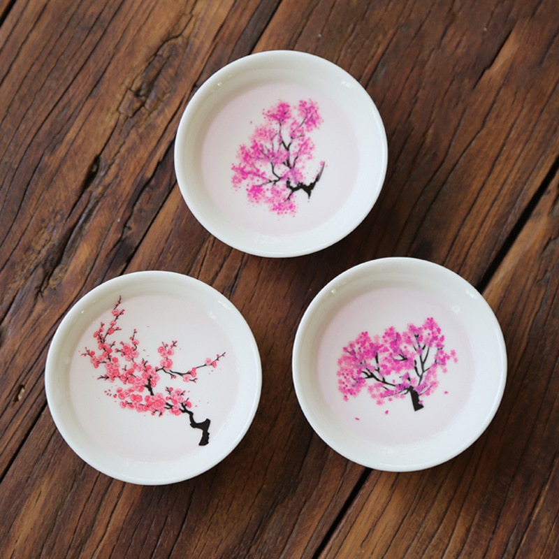 Japanse Magic Sakura Cup Koude Temperatuur Kleur Veranderende Bloem Display Sake Cup Keramische Kung Fu Thee Kopje Thee Kom