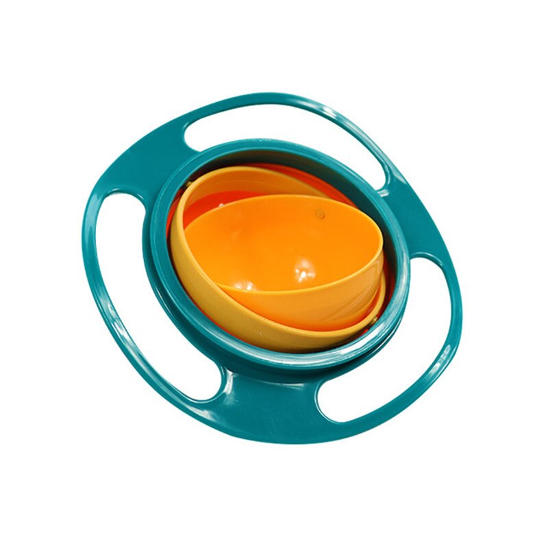 Tazón de giroscopio mágico para niños, práctico, rotativo, giratorio 360, a prueba de derrames, platos de alimentación sólidos: green
