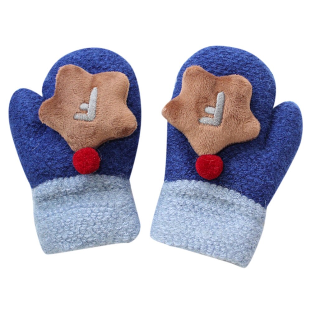 Winter Warme Handschoenen Baby Thicken Breien Handschoenen Volledige Vingers Baby Leuke Stiksels Meisjes Jongens Winter Warm Bandjes Wanten M840 #: NY