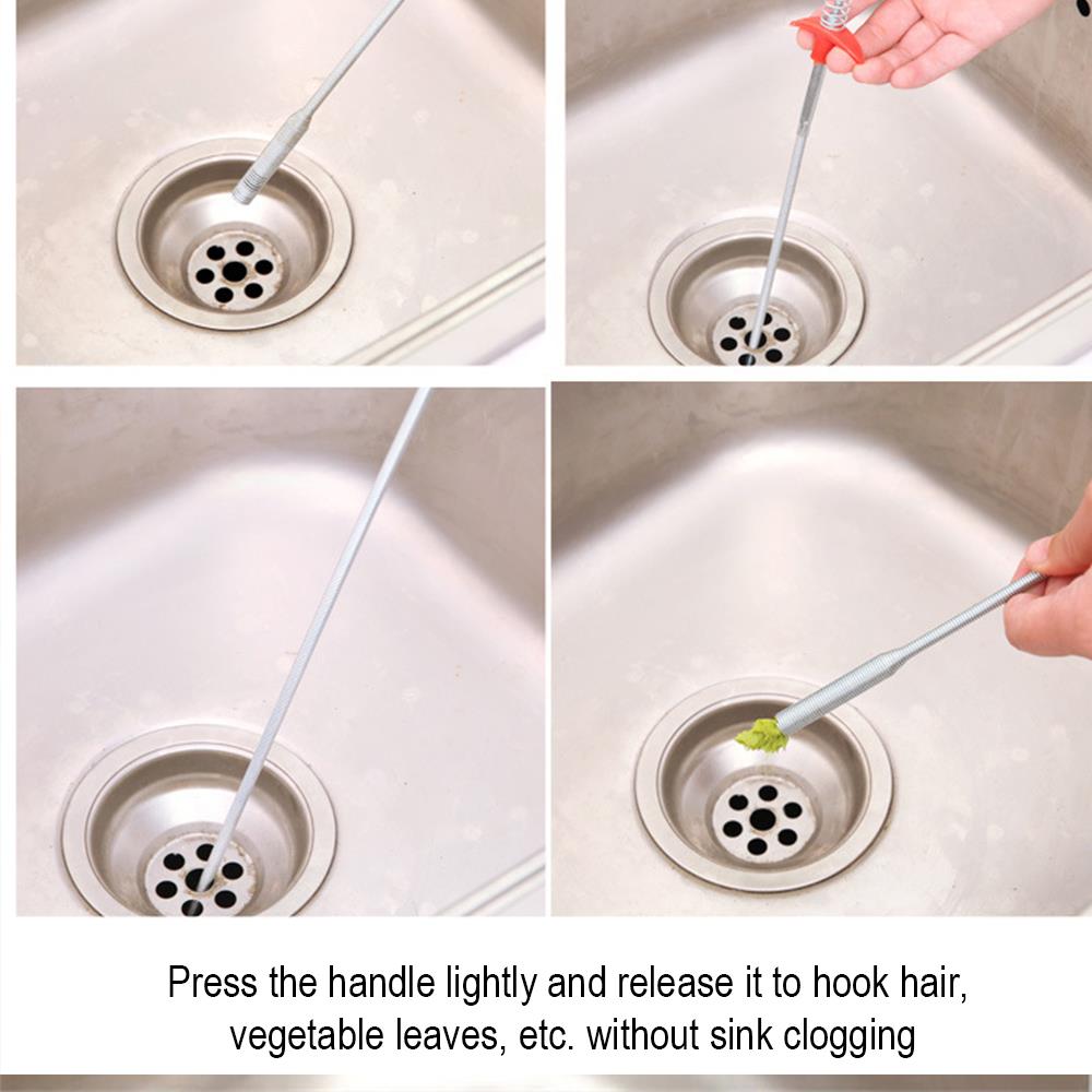 Drain Drain Clog Remover Pp Easy To Operate 60cm Power Plumbing Suction Cleaning Tools for Kitchen Pipeline Dredge Hook Cleaner