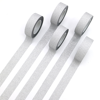 Självhäftande silverguld glitter washi tejp scrapbooking julfest kawaii söta dekorativa papper hantverk: 9