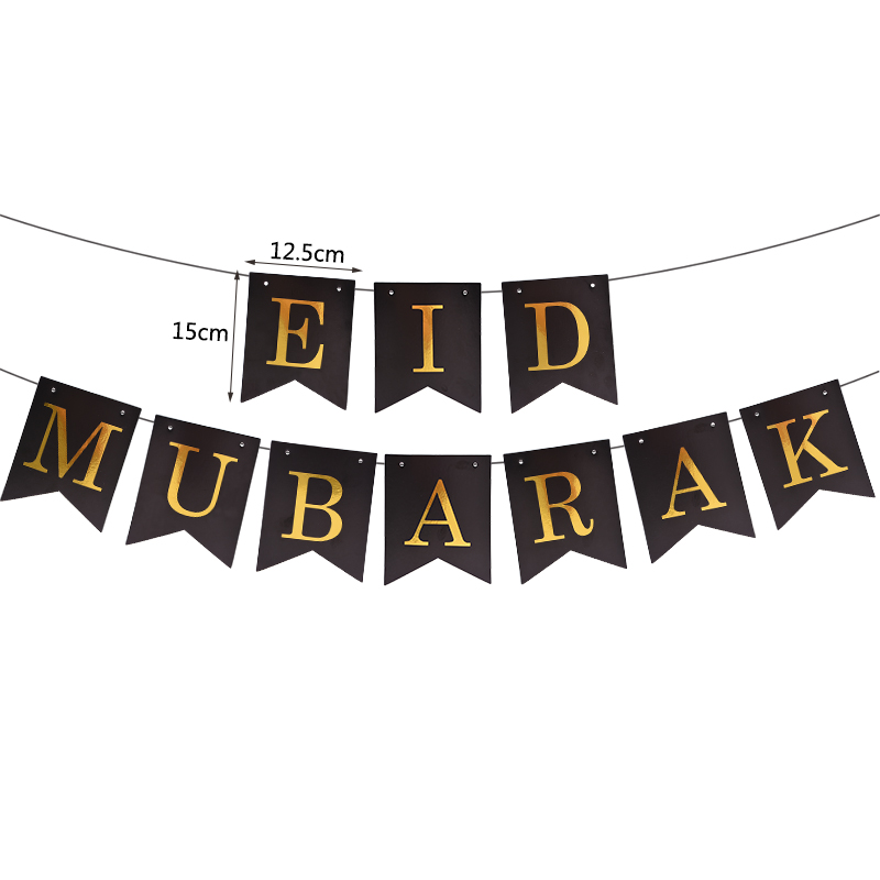 EID Mubarak bannière paillettes étoile lune lettre papier banderoles guirlande islamique musulman fête Ramadan Kareem décorations pour la maison 2024: Bleu profond