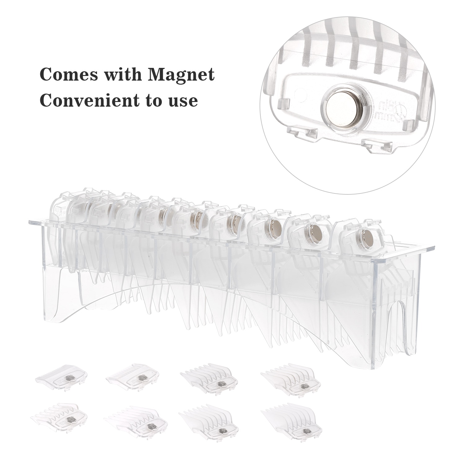 10 stuks tondeuse kammen gids kit magnetische transparante plastic tondeuse opzetstukken kapsalon gereedschap