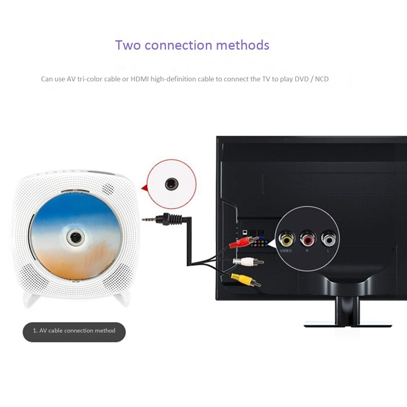 Portable CD Player Wall Mountable DVD Player FM Radio with Bluetooth and Remote Control Built-in HiFi Speakers