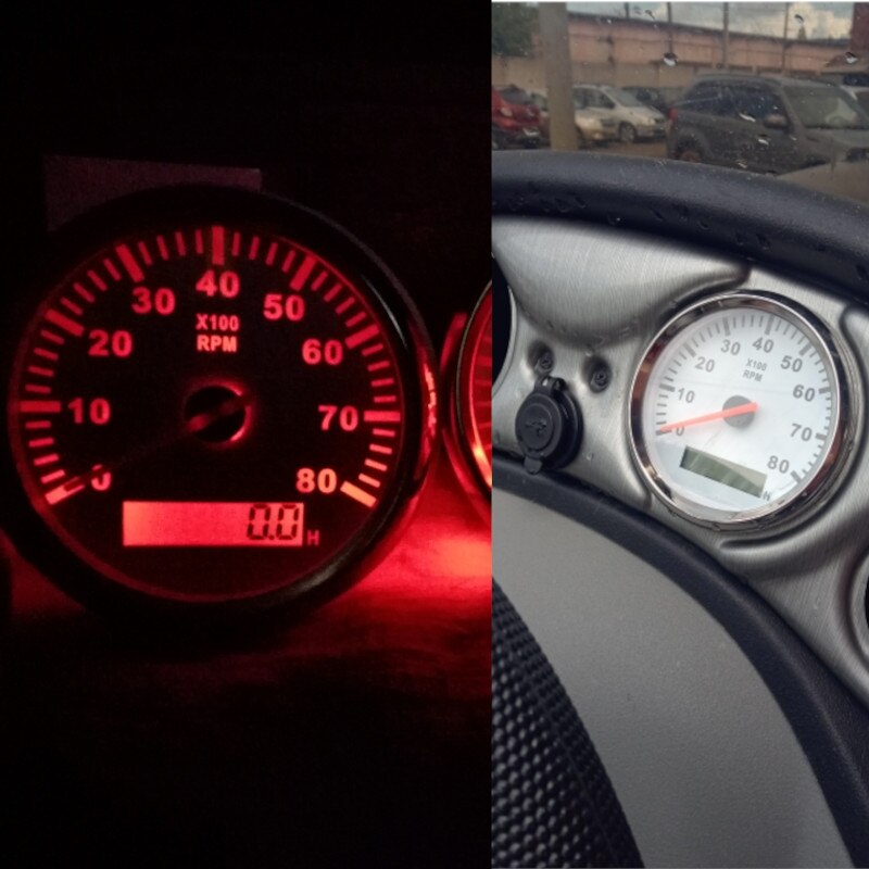 tachymètre marin 85MM tr/min compteur compteur LCD 6000 tr/min 8000 tr/min voiture bateau Tacho compteur jauge avec rétro-éclairage rouge 9-32V