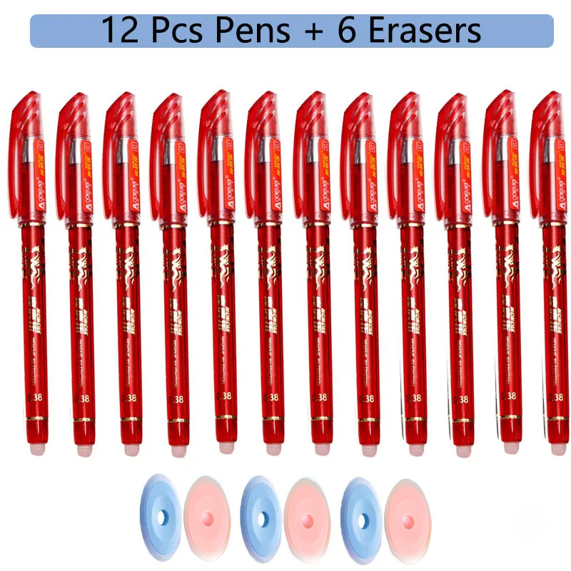 100 unids/set Kawaii recarga borrable bolígrafos borrables bolígrafo de Gel boceto escritura papelería para cuaderno útiles escolares lindo lápiz para niños