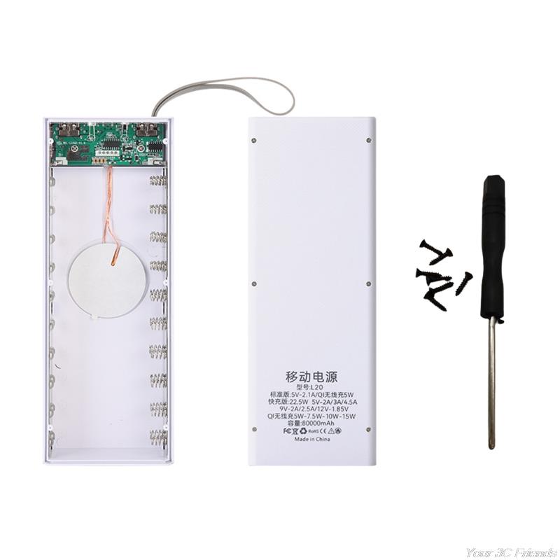 Portable External Box Detachable 22.5W QC3.0 PD LCD DIY 20x18650 Battery Case Power Bank Shell Powerbank O19 21: -W-B