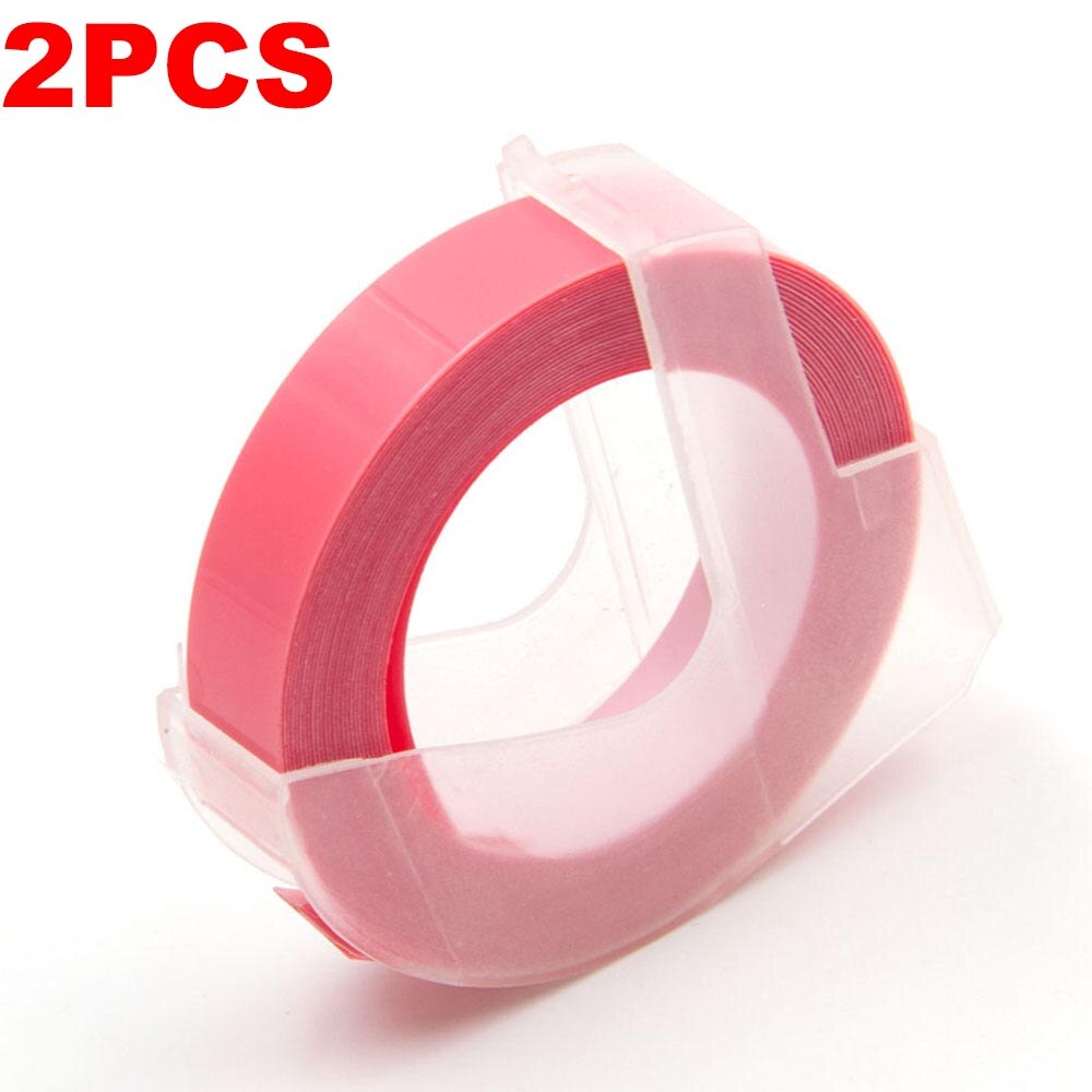 Absonic 2PK 9mm 3D Embossing PVC Label Tapes Compatible Dymo 1610 1880 12965 Manual Label printers for Motex E101 Label Makers: White on Pink