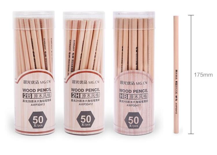 50pcs Simple Wood Pencils HB 2B 2H Drawing Manga Pencil for Office &amp; School Supplies Stationery Material Escolar