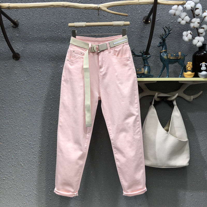 Pantalon en Denim vert menthe pour femme, jean élastique taille haute, couleur pure, longueur cheville, printemps automne