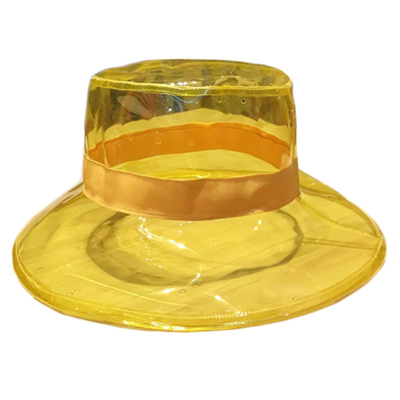 Unisex PVC Transparent Bucket Hat Bright Jelly Wide Brim Waterproof Rain hat 83XF