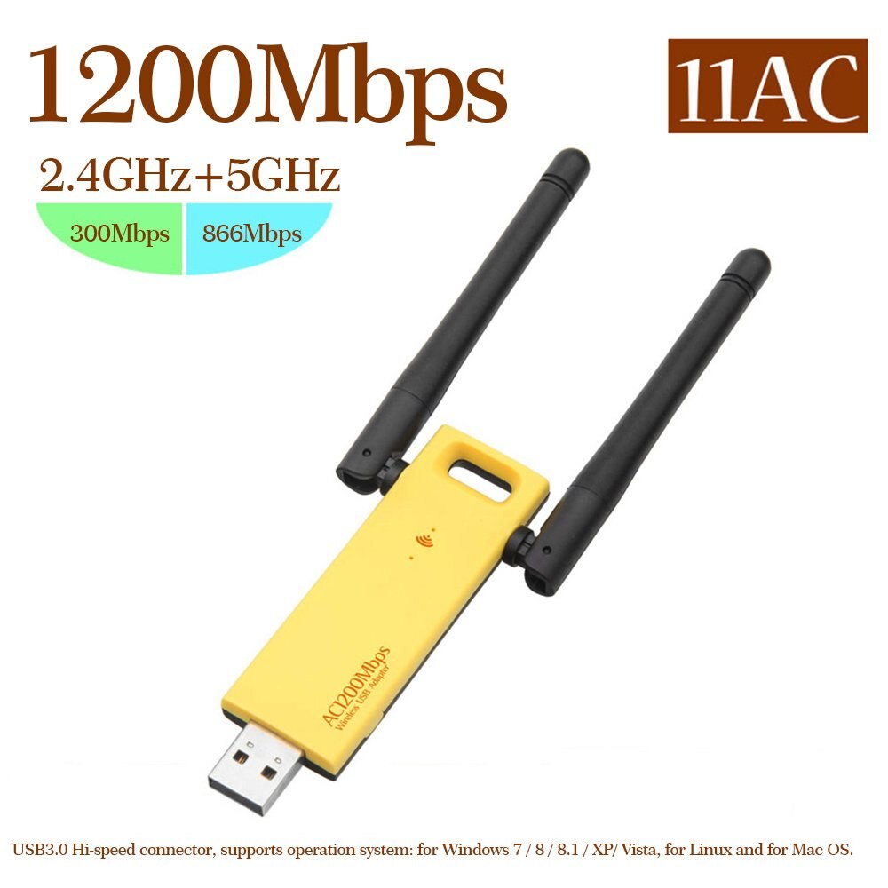 USB WiFi Adapter 600Mbps 2.4GHz 5GHz WiFi Antenna Dual Band 802.11b/n/g/ac Mini Wireless Computer Network Card Receiver: 1200Mbps Model B