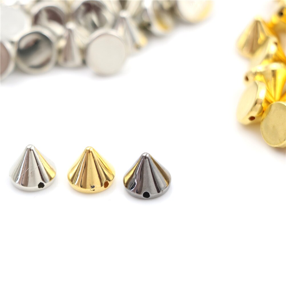 100 Pcs/lot Plastic Sew On Wedding Garment Round Spike Rivet For DIY Crafts Bags Clothes Gold Silver