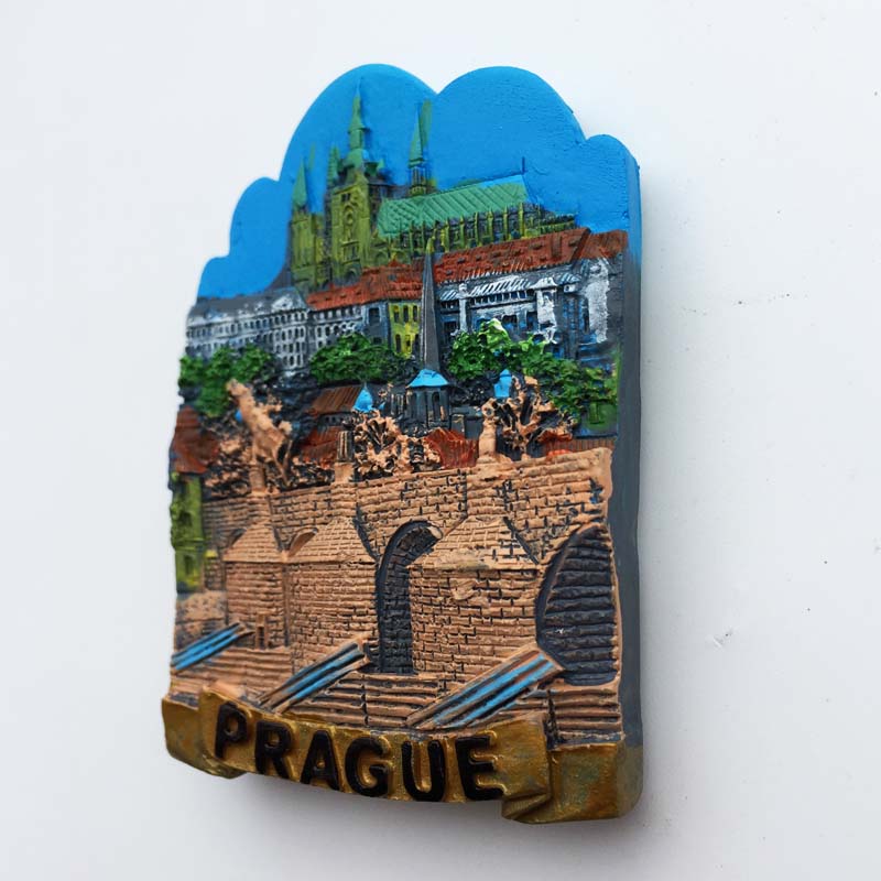 Czech capital Prague punch time attractions Charles Bridge tourist souvenirs hand-painted magnet refrigerator stickers